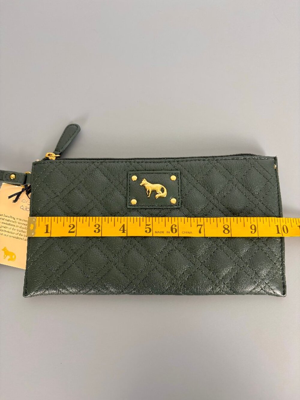 Emma Fox Genuine Leather Quilted Wristlet Clutch Pine Green NWT Zip Pouch - Picture 9 of 10